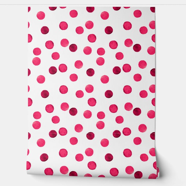 Watercolor  red watercolor polka dot pattern wallpaper (Unrolling)