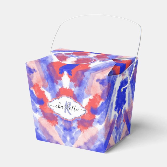 Watercolor Red, White and Blue |Monogram |Abstract Favour Box (Front Side)