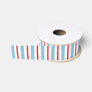 Watercolor Red White and Blue Stripes Grosgrain Ribbon