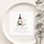Watercolor Red Wine Botanical Cheers to Love Napkin<br><div class="desc">These elegant wine tasting themed napkins are perfect for bridal showers, engagement parties, or rehearsal dinners hosted at a winery, tasting room or vineyard. Design features a bottle of burgundy red wine and two wine glasses and adorned with green watercolor eucalyptus leaves and foliage. "Cheers to Love" appears in chic...</div>