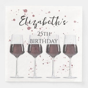 Watercolor red wine party napkin