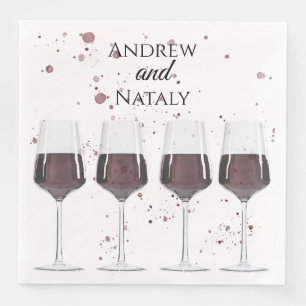 Watercolor red wine party napkin