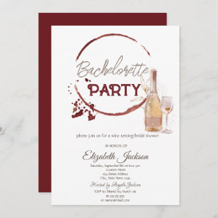 Watercolor Red Wine Tasting Bachelorette  Invitation