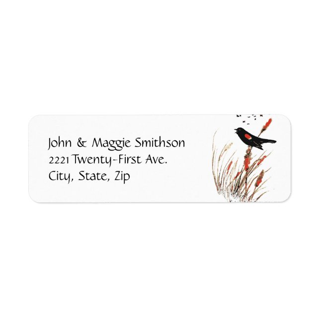 Watercolor Red Wing Blackbird Bird Nature art (Front)