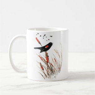 Watercolor Red Winged Blackbird Bird Animal Art Coffee Mug
