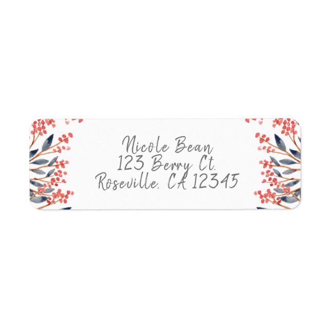 Watercolor Red Winter Berries Christmas Holiday (Front)