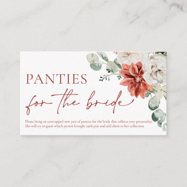 Watercolor Red Winter Christmas Panty Raffle Game Enclosure Card (Front)