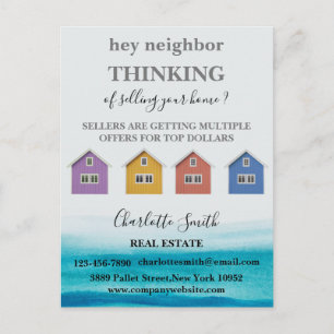 Watercolor Referral Farming Real Estate Agent  Postcard