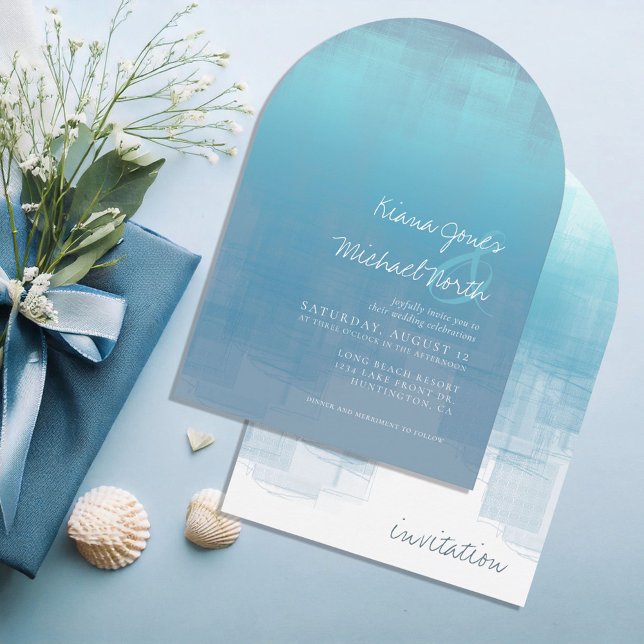 Watercolor Reflections Dusty Blue Arch ID774 Invitation (Creator Uploaded)