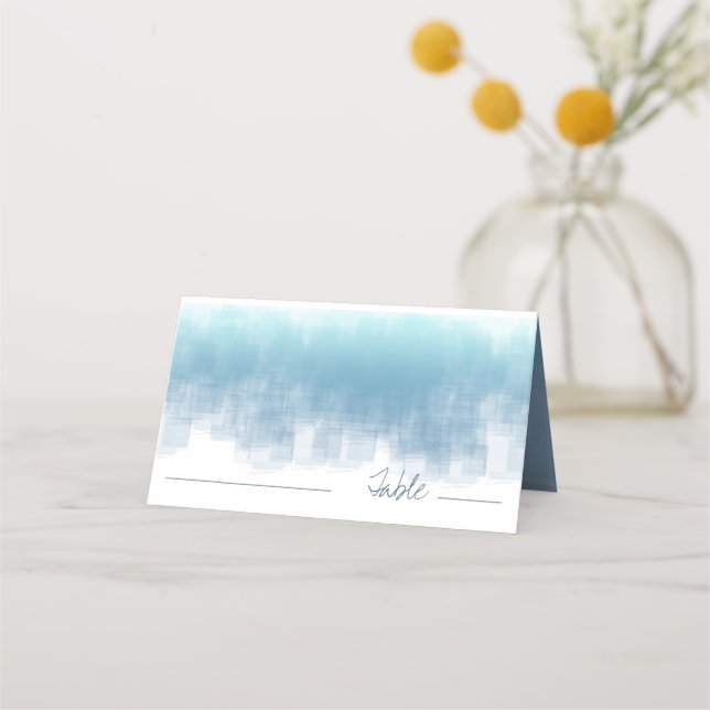 Watercolor Reflections Table Dusty Blue ID774 Place Card (Front)