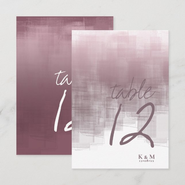 Watercolor Reflections Table Number Mauve ID774 (Front/Back)