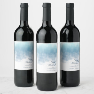 Watercolor Reflections Thank You Dusty Blue ID774 Wine Label