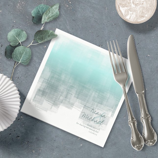 Watercolor Reflections Thank You Teal ID774 Napkin (Creator Uploaded)
