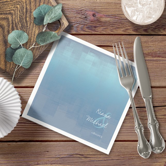 Watercolor Reflections Wedding Dusty Blue ID774 Napkin (Creator Uploaded)