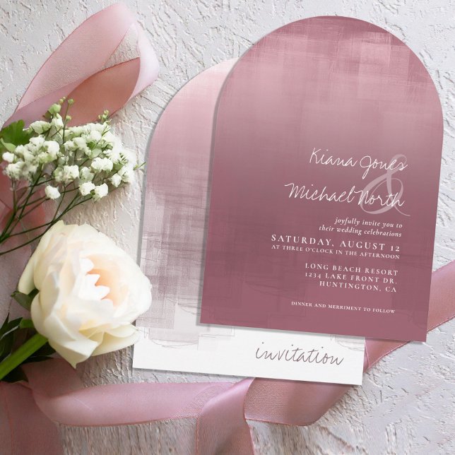 Watercolor Reflections Wedding Mauve Arch ID774 Invitation (Creator Uploaded)