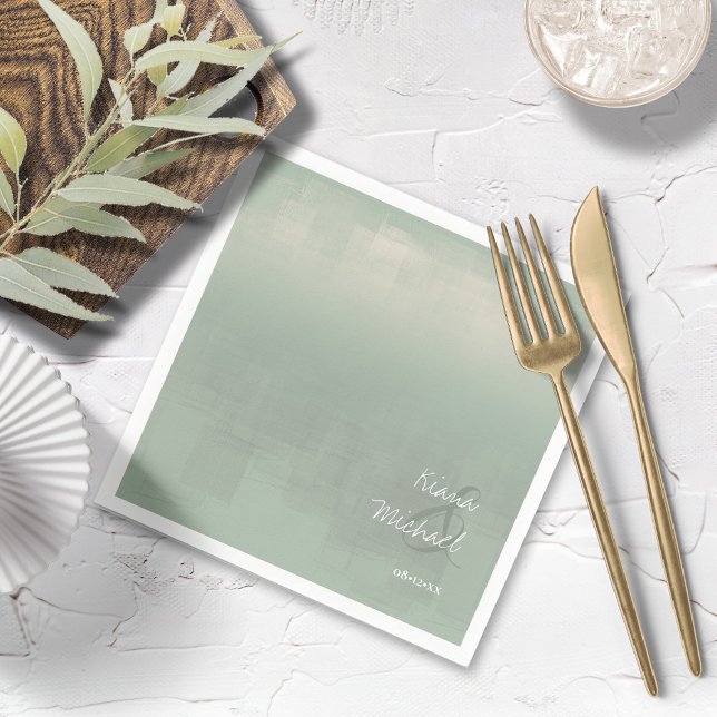 Watercolor Reflections Wedding Sage ID774 Napkin (Creator Uploaded)