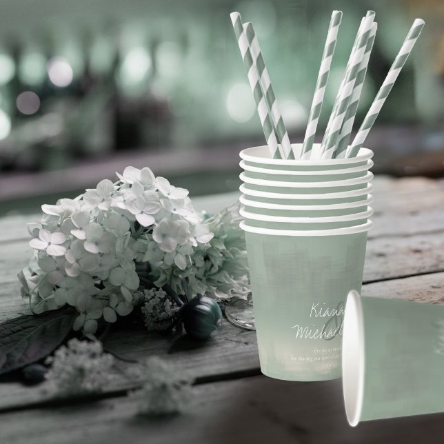Watercolor Reflections Wedding Sage ID774 Paper Cups (Creator Uploaded)