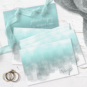 Watercolor Reflections Wedding Teal ID774 RSVP Card