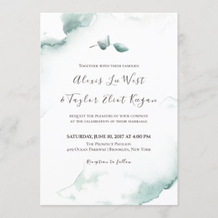 Watercolor Refreshing Eucalyptus Wedding Invitation
