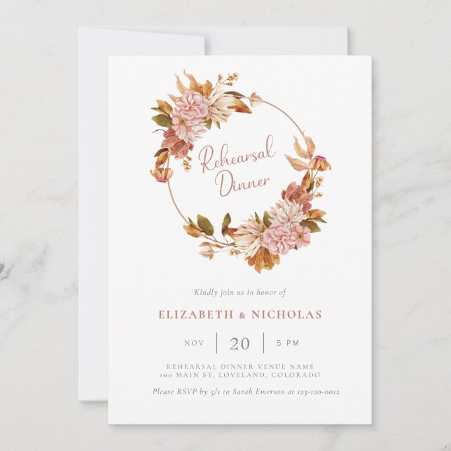 Watercolor Rehearsal Dinner Invitation (Front)