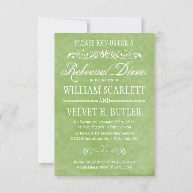 Watercolor Rehearsal Dinner Invitations (Front)