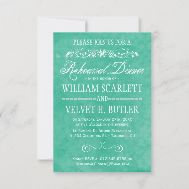 Watercolor Rehearsal Dinner Invitations (Front)