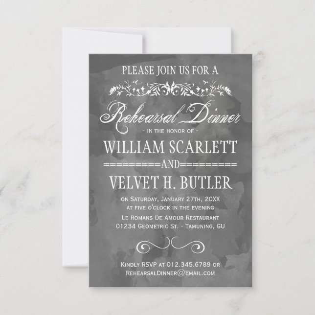 Watercolor Rehearsal Dinner Invitations (Front)