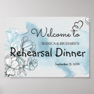 Watercolor Rehearsal Dinner Welcome Poster Sign