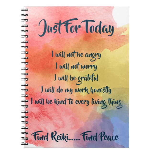 Watercolor Reiki Principles Notebook (Front)
