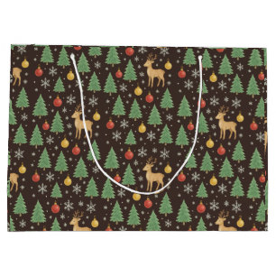 Watercolor Reindeer & Christmas Tree - Large Gift Bag