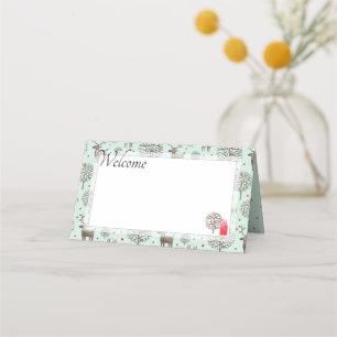 Watercolor Reindeer Pattern Pastel Green Any Colou Place Card