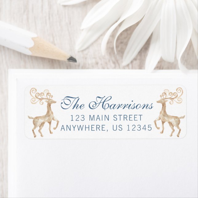 Watercolor Reindeer Return Address (Insitu)