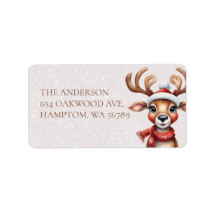 Watercolor Reindeer Snowy Christmas Return Address Label