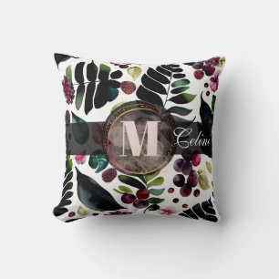 Watercolor repeatable pattern of beautiful flowers cushion