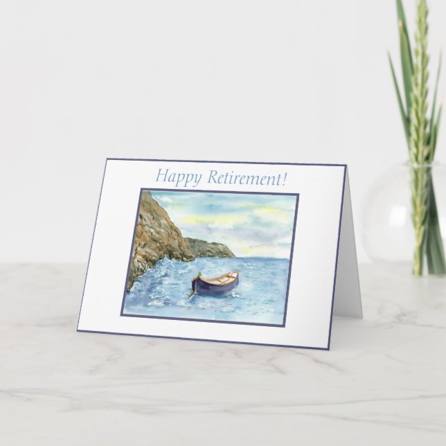 Watercolor Retirement Amalfi Coast With Boat Card (Front)