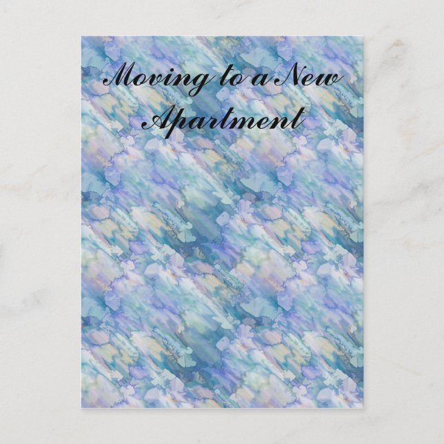Watercolor Retro Blue Apartment Change of Address Announcement Postcard (Front)