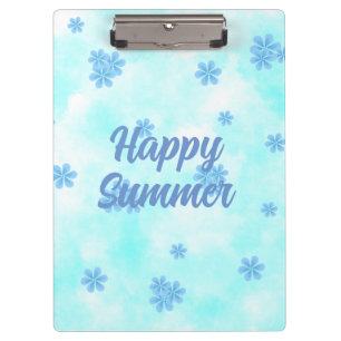watercolor retro blue floral hand painted  clipboard