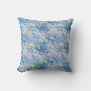 Watercolor Retro Blue Purple Raindrop Pattern Cushion