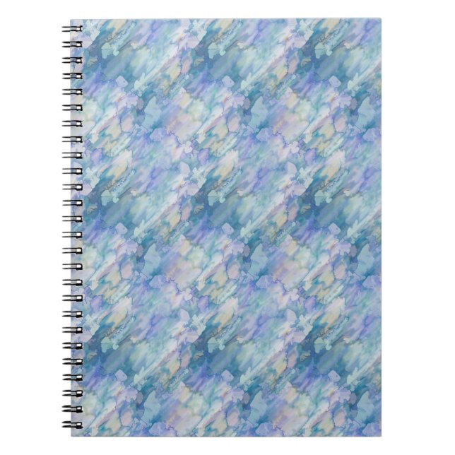 Watercolor Retro Blue Purple Raindrop Pattern Notebook (Front)