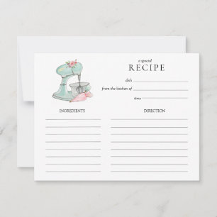 Watercolor Retro Cake mixer  baking Recipe card