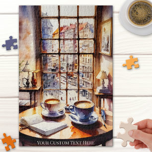Watercolor Retro City Coffee Lover Puzzle