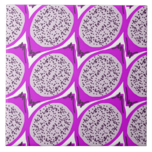 Watercolor Retro Dragonfruit Kitchen Doodle Art Tile