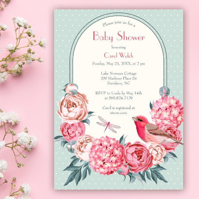 Watercolor Retro Elegant Floral Baby Shower Invitation (Creator Uploaded)