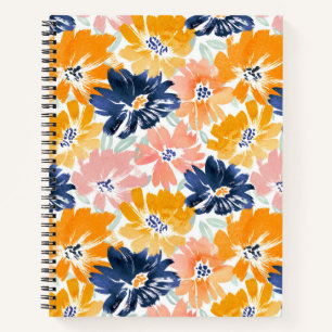 Watercolor Retro Floral Pattern Notebook