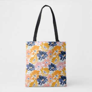 Watercolor Retro Floral Pattern Tote Bag