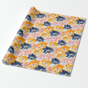 Watercolor Retro Floral Pattern Wrapping Paper