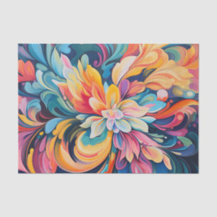 Watercolor retro groovy flower burst tissue paper