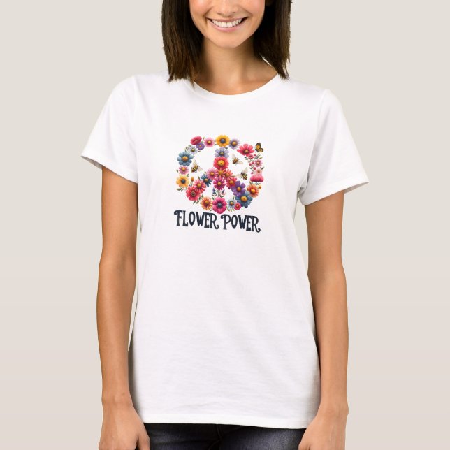 Watercolor retro groovy flower power T-Shirt (Front)