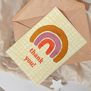Watercolor retro rainbow thank you holiday card