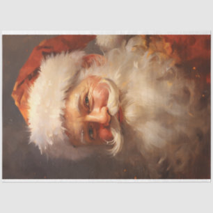 Watercolor retro Santa Claus smiling red hat Tissue Paper